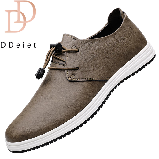 DDeiet brand men's shoes new trendy retro business casual all-match sneakers men's genuine leather soft-soled leather shoes men's khaki brand men's shoes 41 (255mm) leather shoe size