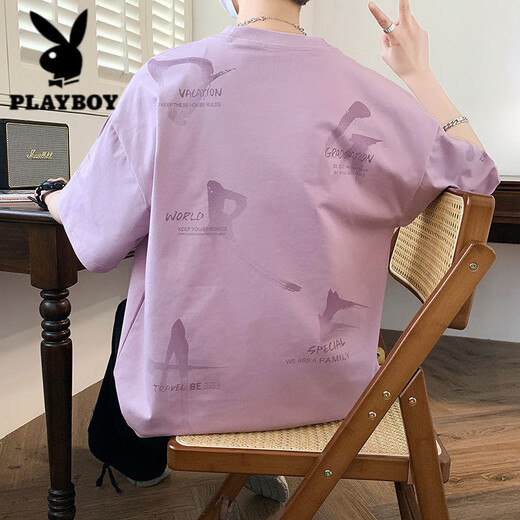 Playboy (Playboy) T-shirt à manches courtes Boy Junior High School Élève lâche Hong Kong Top Teenager Big Children Childre