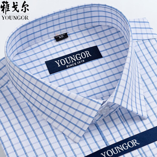 CHIRME DE CORTES CORTES CORTONS MENS YAGER Été Coton Pure Coton sans fer du milieu Casual Business Professional Clothing Plaid Shirt DX6628 41