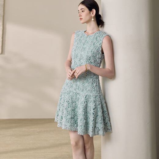 Roeyshouse Französisch schwere Industrieschale ärmellose Kleid 2025 Sommer neuer Stil Hellgrüner Fischschwanzrock 12027 Leichtes Grün M