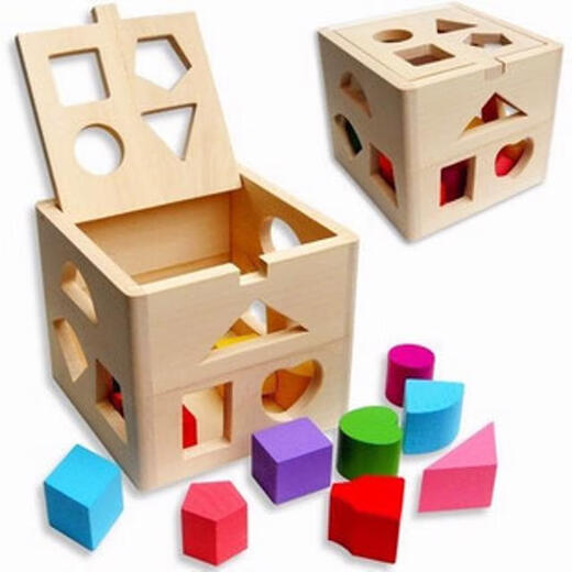Qianfeng Montessori frühe Bildung Dreizehn-Loch-Intelligenzbox Bildungsspielzeug Holzkinder Formpaarung Farbe Kognitive Bausteine Dreizehn-Loch-Formpaarung Intelligenz Box