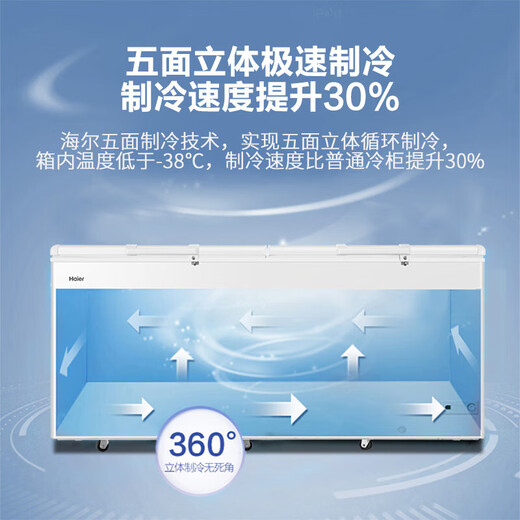 海尔（Haier）【商用冰柜】海尔冰柜商用大容量冷藏冷冻转换500升以上冷冻柜超低温深冷速冻卧式柜带锁茶海鲜叶 【719GHEP】五面制冷+智能电子控温