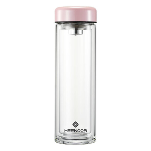 Heenoor [New Product] Glass Women's Double Layer Isoliertes Bürowasserbecher kleiner Kapazität Einfacher hochpräziser Blume mit Filternetz E-6630-Schwarz-Gift-Boxverpackung 180 ml