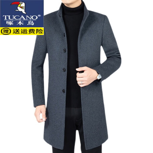啄木鸟（TUCANO）毛呢大衣男中长款2025冬季新款中年男士爸爸款秋季羊毛呢子外套 S-8868灰色 M （建议95-115斤）