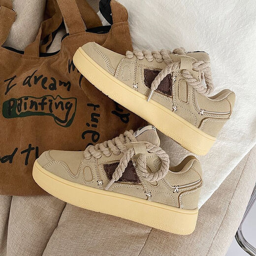 
Huilijun couple bread shoes men's new spring ins college style sports shoes versatile thick sole height-enhancing moral training shoes casual shoes 9920 khaki 40