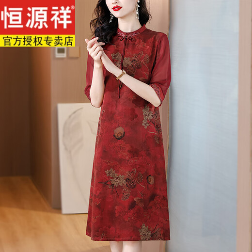 Hengyuan xiang xiang yunsha vestido nuevo estilo xi ropa de boda de suegra con vestidos de boda diarias vestidos de madres jóvenes mejoros mejoros rojo jy-9901 l