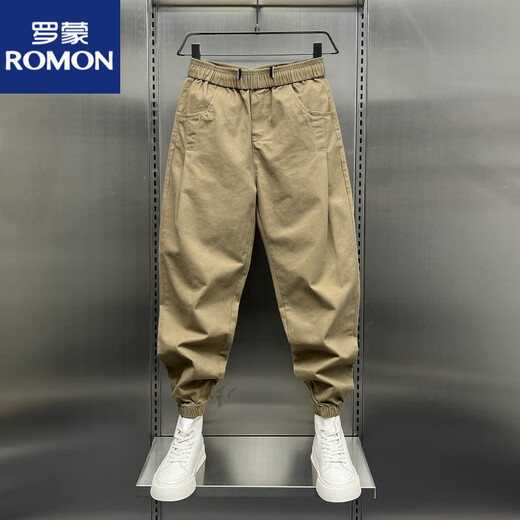 Romon Herbst Herrenhose Neue Stil trendy losen vielseitigen Bindungen für junge Khaki -Arbeitskleidung Casual Hosen trendy militärisches grünes Gewicht 125.140jin [Jin entspricht 0,5 kg]