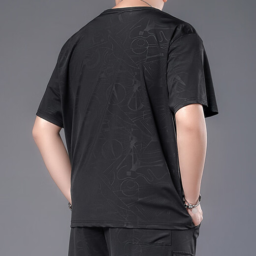 Yinxin taille extra-large shorts gras shorts glacés de la soie glace hommes plus gras plus t-shirt de grande taille hommes vêtements de séchage lâche noir 9922 set 7xl