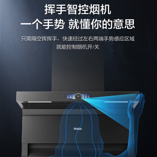 海尔（Haier）变频巡航顶侧三吸抽油烟机 30立方大吸力 国家补贴20% 1100Pa静压热熔自清洁家用油烟机EC739UD