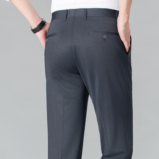 Pier Cardan trousers men's spring and summer thin middle-aged men's high elastic non-iron comfortable straight pants casual breathable suit pants F9906 blue 35 (2.8 feet waist)