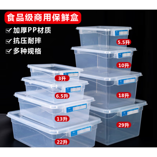 LZJV冰箱收纳盒食品级厨房食物长方形保鲜盒冷冻加厚密封大容量储物盒 标签款9928