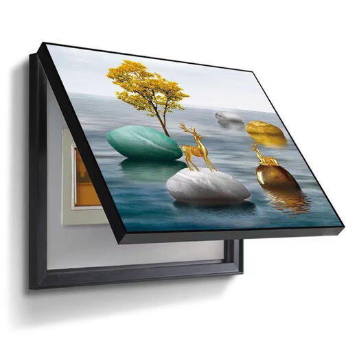 Electric meter box decoration painting without punching and covering hanging painting Modern living room dining room empty box mural distribution cabinet main switch kh719-A2 Feilai Fulu 60*50 [can cover horizontal length 53* vertical height 43] x