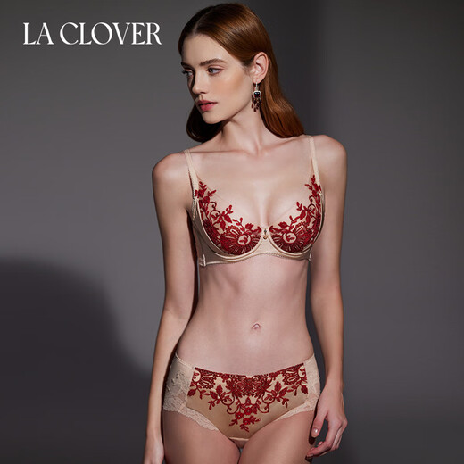 LA CLOVER24ss Sparkling Artist Embroidered Diamond Women's Bra Set LC2024108 Peach Pink-Thin Cup 75B 160