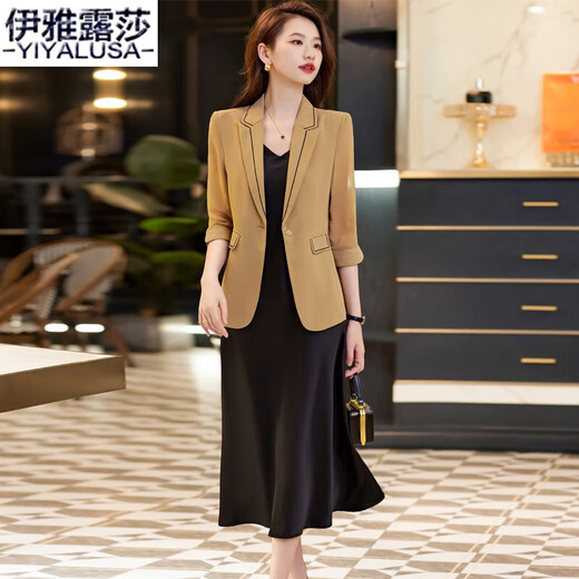 Yiya Lusa Professioneller Frauenanzug für Frauen Frühling und Sommer Neuer Freizeitanzug für Frauen High-End-kleine Jacke für Frauen 9711-1 Single-Stück schwarzer Anzug S