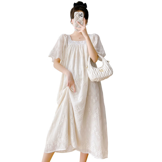 Ariana maternity suit 2025 summer top yarn hook embroidery summer maternity suit dress high-end feel beige embroidery high-quality version L suggestion 110-130Jin [Jin equals 0.5 kg]
