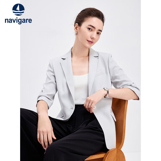 Navikel Italian dinghy women's mid-sleeve suit casual single suit commuter blazer 2311805501 Gray L