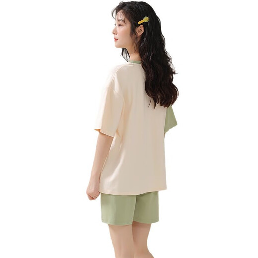 Jingpufei versión coreana suelta de pijamas de manguito corto MM MM Summer Outter Wear Traje de ropa para el hogar 2025 679 Dinosaurio verde 170 m Código [Recomendado 80-90Jin [Jin iguala 0.5 kg]]]