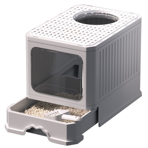 HELLOJOY cat litter box fully enclosed drawer-type splash-proof cat toilet large cat poop box cat litter box with cat litter scoop