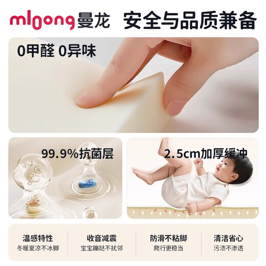 Manlong Baby XPE Crawling Mat Children's Game Floor Mat Baby Thickened Anti-fall Foldable Crawling Mat Non-toxic and Formaldehyde-Oriented Mat-Track Travel Note 180*250*3cm