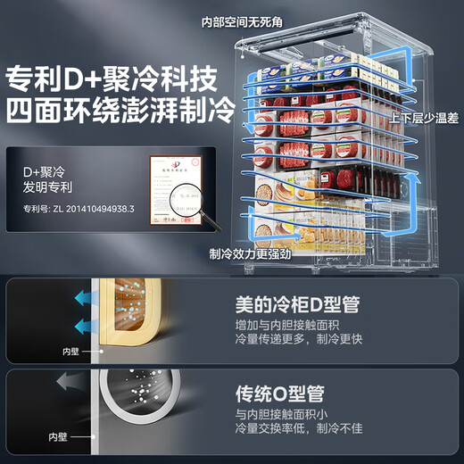 Midea small freezer display cabinet refrigerated fresh cabinet household small freezer household 143 liter small freezer commercial large capacity ice cream refrigerator MS-155LGE