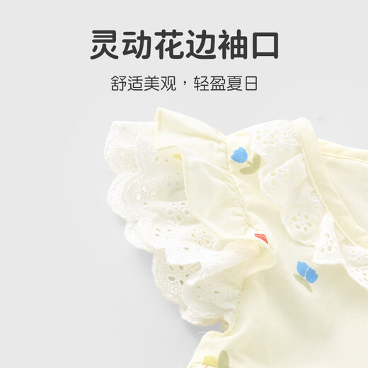 优奇婴儿衣服女宝宝夏季薄款飞飞袖连衣裙女童夏天透气外出碎花裙可爱
