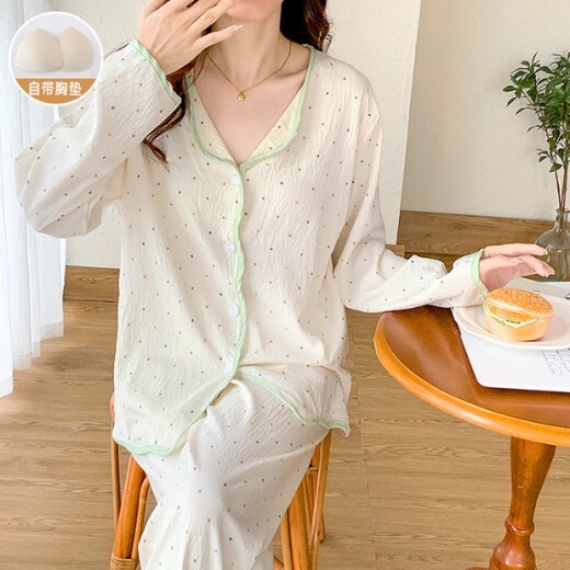 
HUALIN FASHION pajamas with chest pads for women long sleeves thin home clothes loose two-piece set 846# Garden Elephant 170 M
