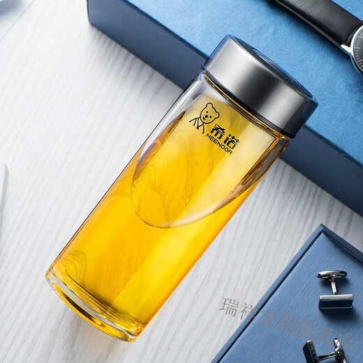 Copa de vidrio Heenor Glass Single Capa Menora y Mujer Oficina de Té Copa de té XN-6016/6017/1200/6088 6191 Black-+ Cup Cup con 410 ml