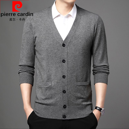 Pier Cardin Brand Men's Men's Middle-Eby Middle-Eby Middles Chaqueta masculina para hombres Vestra en V de color en V y suéter de punto de otoño Sweater I Sheep I Lool Lool Gray M/165 (90-120Jin [Jin equivale a 0.5 kg])