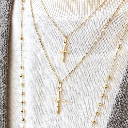 Puli FENNY Jewelry 18K Gold Fashionable Shining Cross Pendant Necklace and Cross Pendant Sizes Unisex Versatile Model Need to Pre-Order/18K Gold Small Pendant