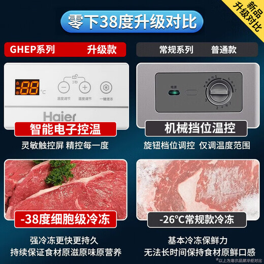 Haier freezer with large capacity of sub-minus negative-38 degrees ultra-low temperature of 500 liters or above commercial use without frequent defrosting, double-door tea seafood refrigeration and freezing conversion for household use, national subsidy 829 liters [minus 38 degrees] Steel plate inner liner [electronic temperature control]