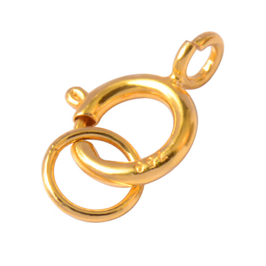 Yuyao pure 18k gold spring buckle head closed accessories pearl women's necklace bracelet DIY material word printing plate connection buckle 5mm closed spring buckle