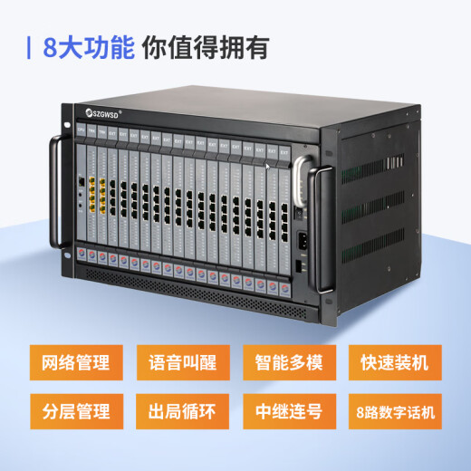 SZGWSD国威时代WS848-5D型 数字程控电话交换机 可扩到32外线256分机  酒店集团办公电话 8外线 144分机