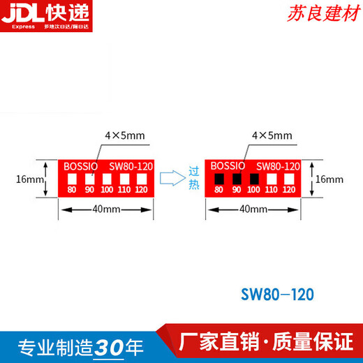 XMSJSW-80不可逆测温纸变色示温贴片温度贴纸热敏试纸感温标签 SW-12035片/张
