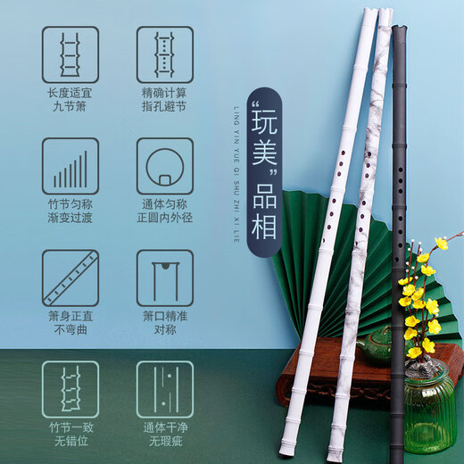 Lingyin Plays Resin 8 Hole Flaute no Crack Jade Short Jade Xiao Flauta G Tune Ancient Style Nine-Section Long Xiao Musical Instrumento White White Flauta Básica Comida básica