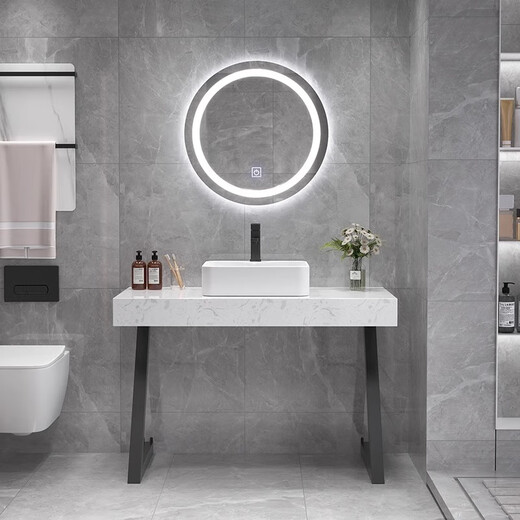 South Sandwich floor-standing wash basin wash basin floor-standing marble wash basin bathroom basin home bathroom hotel B&B 60CM above counter basin ordinary round mirror set