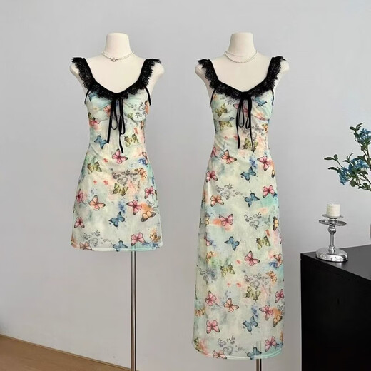 Robe à suspension imprimée Rongxitu Robe imprimée à la taille douce et épicée