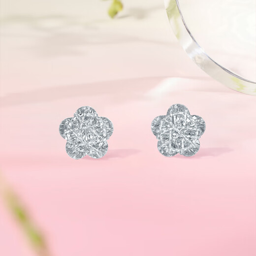 ZLF (ZLF) pt950 platinum earrings for women, sparkling flower earrings for girlfriend, one pair - 1.6g
