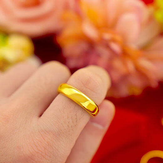 Pang Donglai's same Vietnamese sand gold ring with steel seal for men and women, wedding ring, smooth, simple and long-lasting, men's medium size 9 (recommended 120-150 Jin Jin equals 0.5 kg)