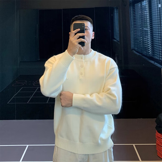 IRONTRAP heavy henley collar pullover sweater bottoming sweater long-sleeved sports casual T-shirt men's autumn and winter gray L