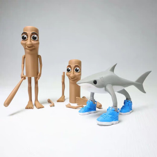 迪柏瑞美国山海经 tungtungsahur周边手办国外乱码星球木棍人鲨鱼玩偶3d 木棍人玩偶+tralao鲨鱼