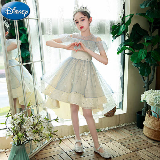 
Disney princess dress girls birthday dress children high-end host flower girl wedding little girl piano playing costume M683 white [Follow the crown] 110 cm