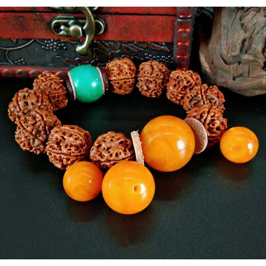 Xiangmanxiu natural amber old beeswax loose beads round beads diamond separated beads top beads star and moon bracelet bracelet with beads diy accessories selected old honey bead diameter 18mm single