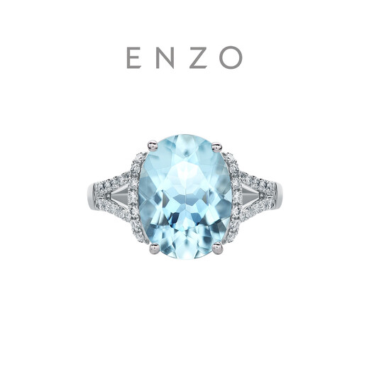 Chow Tai Fook ENZO Heart of the Ocean 18K gold aquamarine diamond ring for women EZV6853 No. 13