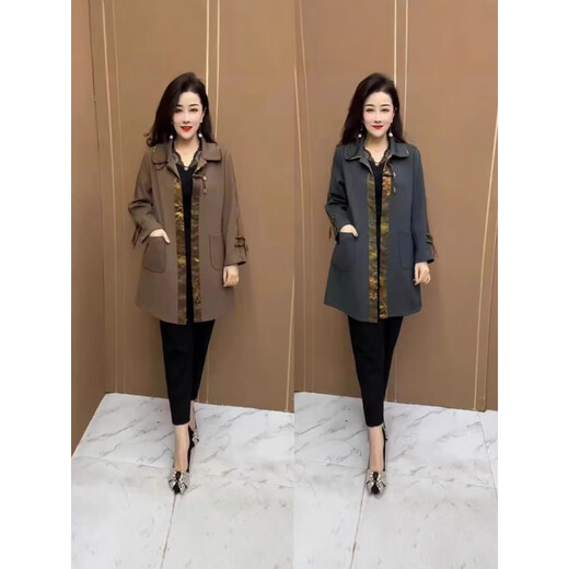 Mrs. Yun Aigui Marke Frauenkleidung 50 40 60 Spring Kleidung langärmelige Mitte und ältere Mütter Kleidung Freizeit und modisches Temperament mit mittlerem Stil E5012#-Blue Green M [85-100jin [Jin entspricht 0,5 kg]]
