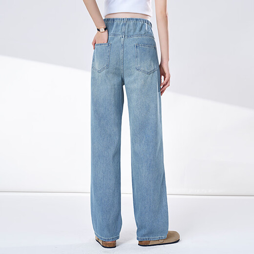 
ELLIE / LUKE jeans for spring wear 2025 new spring and autumn clothes without abdomen straight wide-leg pants during pregnancy, light blue XXL