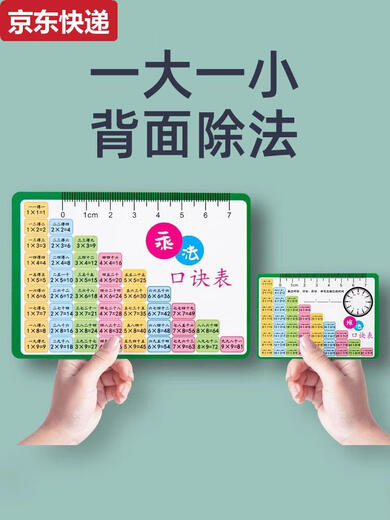 CAOX九九乘法口诀表卡片数学二年级99除法口诀表背诵神器挂图墙贴教具 活动角蓝色