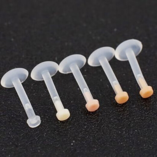 Student transparent invisible silicone acrylic lip nail lip ring flesh color anti-blocking hole piercing jewelry transparent color 2 rods thick 1.2 rods long 12