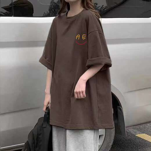 QIAOCAI [1048 Rückkaufsbilanz] 2025 Sommer Neues 100 kurzärmeliges T-Shirt für weibliche Studenten koreanischer koreanischer loser großer Frauenkleidungsdruck.