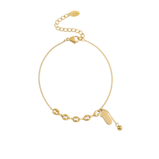 Huntery signed good luck anklet for women 18K gold plated niche high-end sense ins cool style internet celebrity simple personality signed on anklet