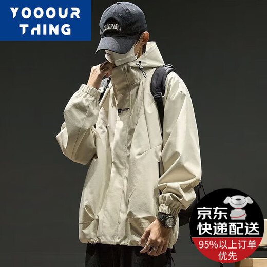 
YOOOURTHING Spring and Autumn New Urban Light Outdoor Jacket Men's Trendy Brand Hooded Work Jacket American Charge Cotton Clothes Men JK754-Black 2XL Recommended 155-185Jin [Jin equals 0.5 kg]